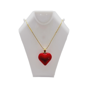 Cadena Dorada en Rodio con Dije de Corazón Rojo
