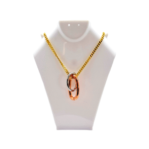 Collar Nudo de los Novios en Rodio Dorado con Dije Bicolor