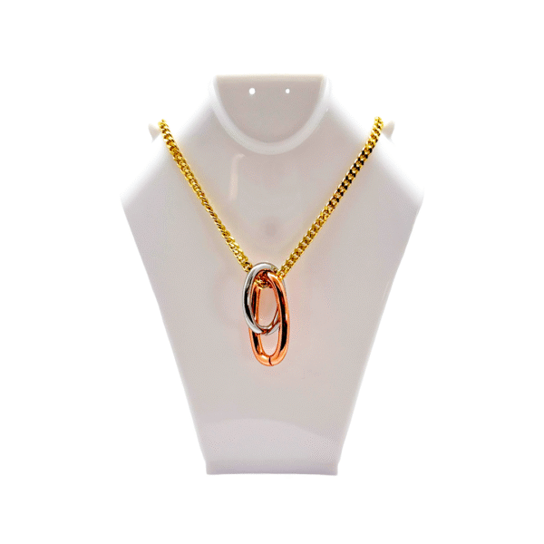 Collar Nudo de los Novios en Rodio Dorado con Dije Bicolor