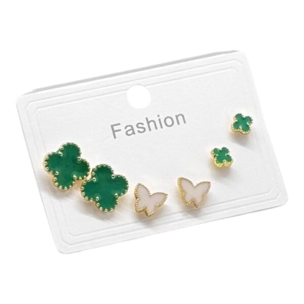 Set de Topos en Rodio – Van Cleef Verde & Mariposa Blanca 🦋💚