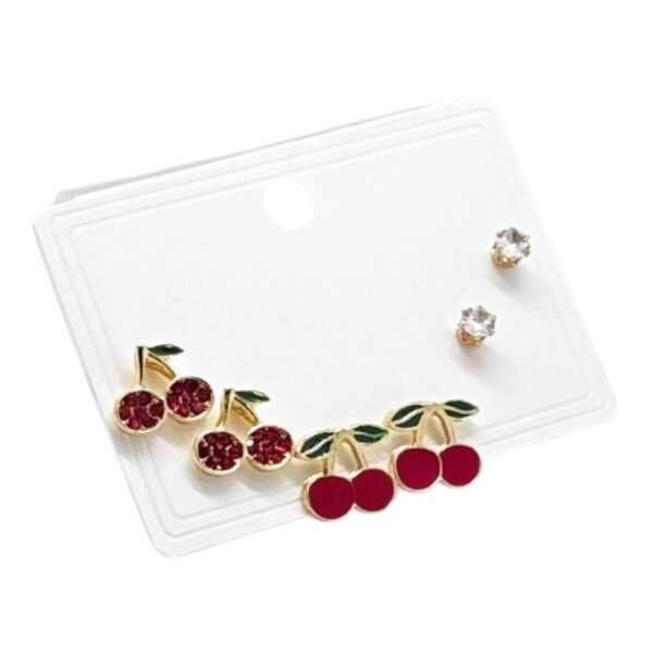 Set de Topos en Frutas Rojas con Circón 🍒✨ - Imagen 2