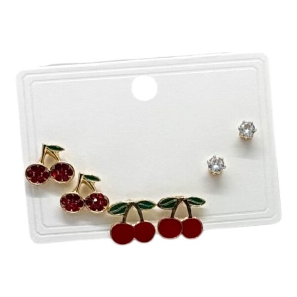 Set de Topos en Frutas Rojas con Circón 🍒✨ - Imagen 3