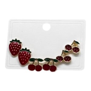 Set de Topos en Rodio – Frutas Rojas 🍒✨