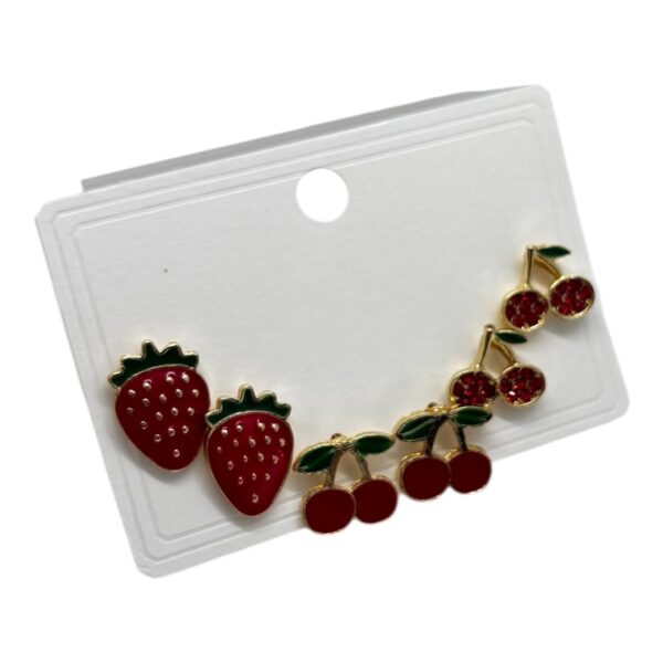 Set de Topos en Rodio – Frutas Rojas 🍒✨ - Imagen 2