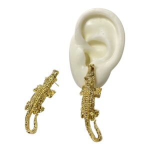 Aretes Cocodrilo en Rodio – ¡Estilo salvaje para este verano! 🐊