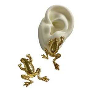 Aretes Rana Dorada en Rodio – Verano atrevido y con estilo 🐸☀️