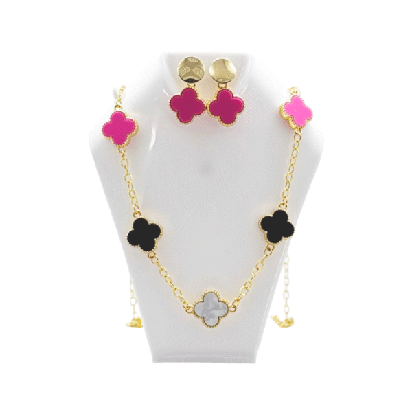 Set de 7 Tréboles en Rodio Dorado – Colores Surtidos