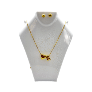 Set de Cadena y Topos con Dije de Letra y Corazón