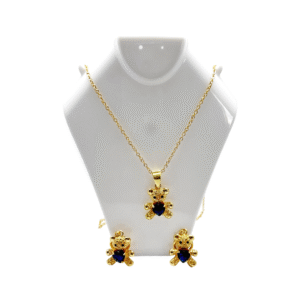 Set de Topos y Cadena con Dijes de Ositos – Rodio Dorado
