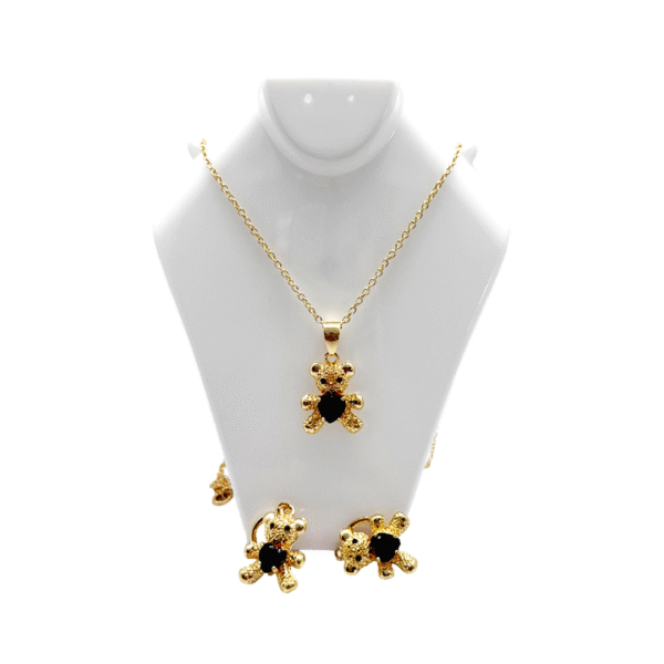 Set de Topos y Cadena con Dijes de Ositos – Rodio Dorado - Imagen 3