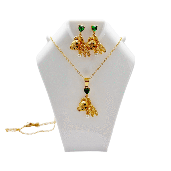 Set de Topos y Cadena con Dijes de Ositos – Rodio Dorado - Imagen 4