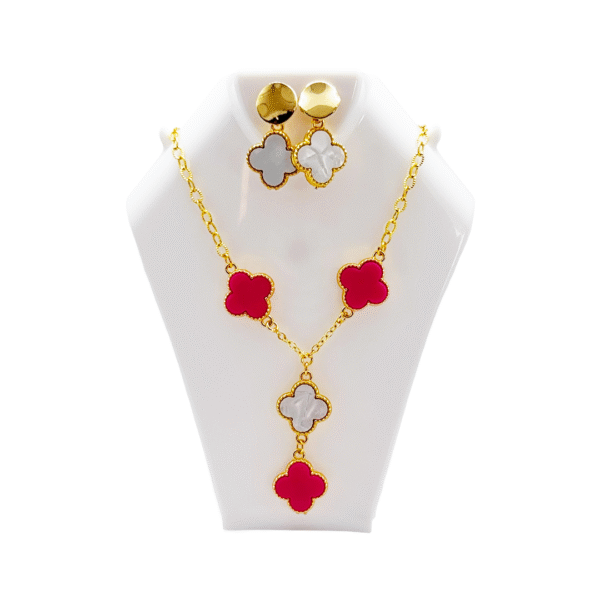 Set de Tréboles en Rodio Dorado – 4 Dijes de Colores Surtidos